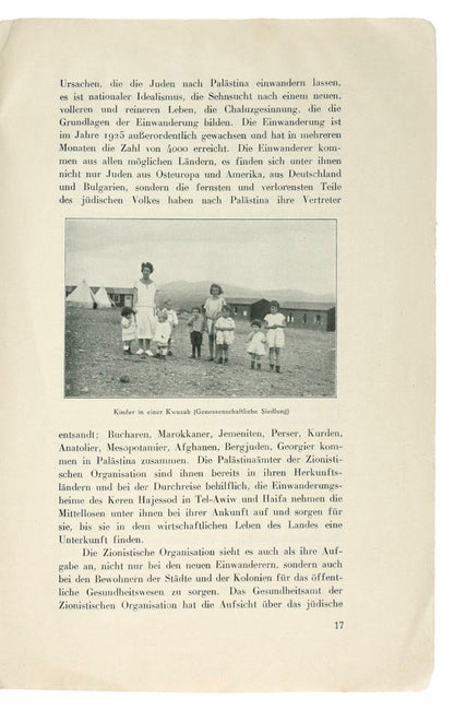 First edition of this illustrated report on the progress made by settlers in Palestine, published by the Executive of the World Zionist Organisation.