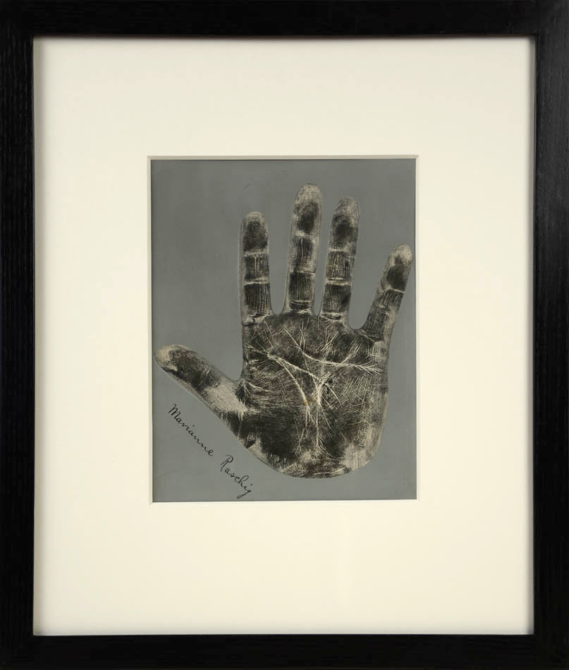 Eleven photographic negative prints of hands by German palmist Marianne Raschig who sook more than 2000 prints over 60 years.