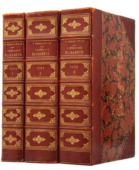 a beautiful copy of this fundamental work on the life of empeess elizaveta alekseevvna, from the library of sheremetev