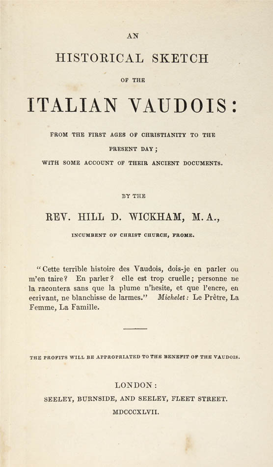 A history of the Vaudois, more commonly known in English as the Waldensians, are a Christian ascetic movement