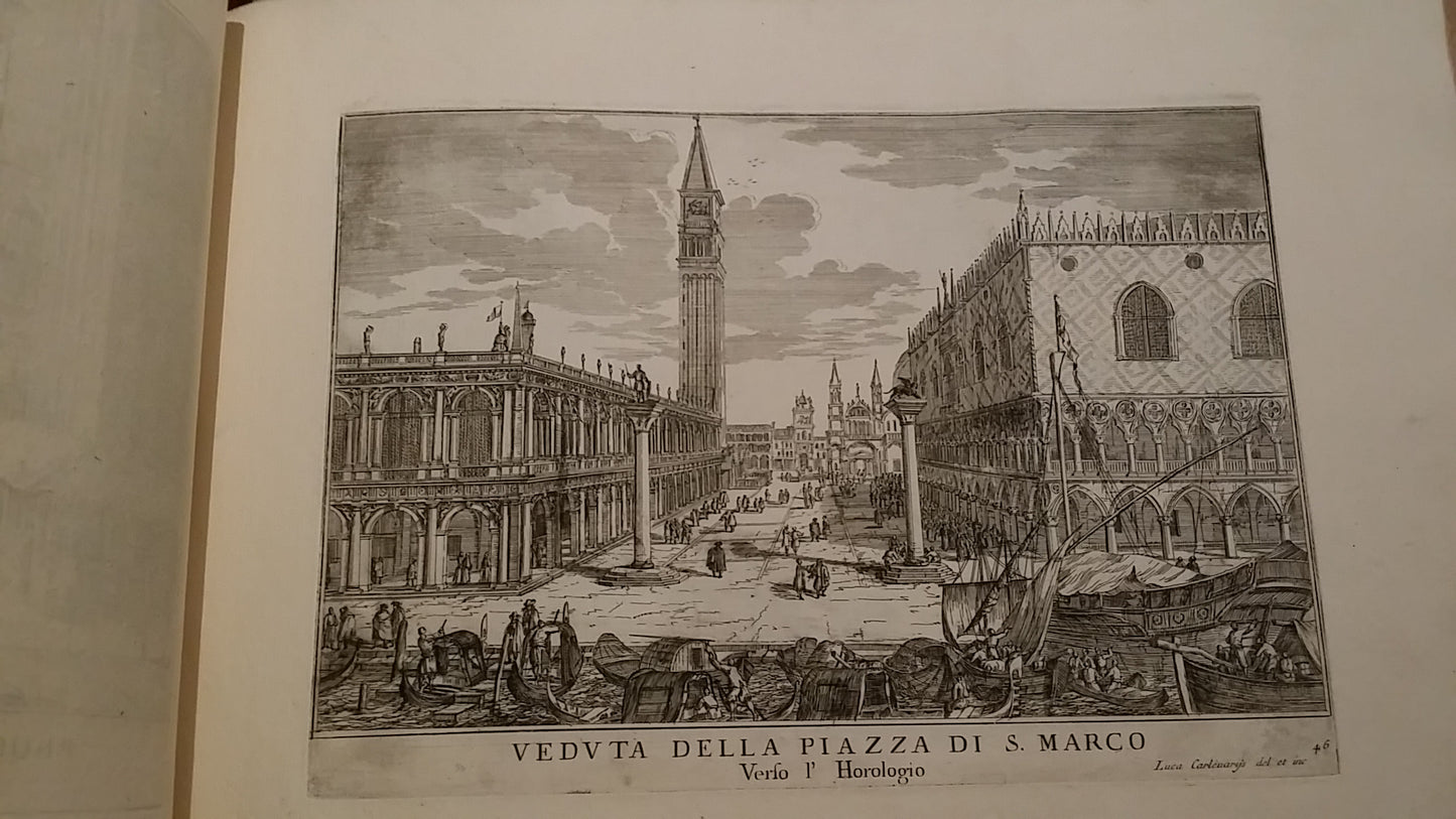 Best work by first distinguished painter of Venetian Vedute and one of the earliest practitioners of this painting type. 103 etched views by Carlevaris.