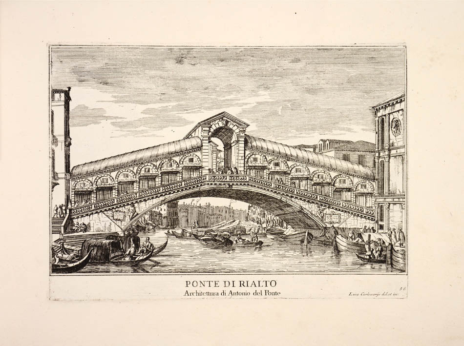 Best work by first distinguished painter of Venetian Vedute and one of the earliest practitioners of this painting type. 103 etched views by Carlevaris.