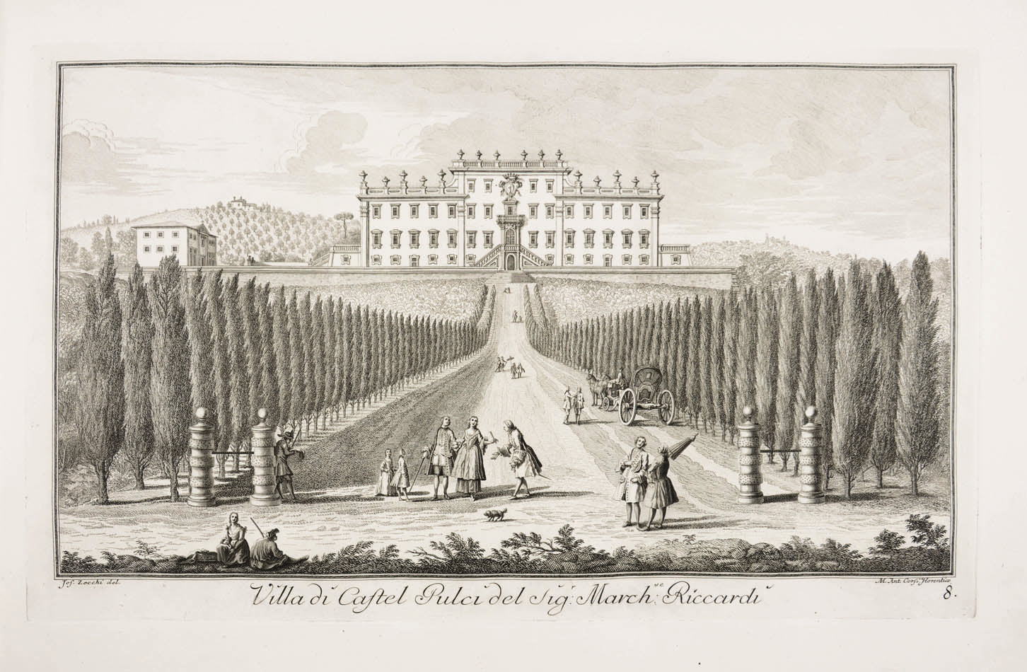 A complete set of the finest pictorial record of XVIII century Tuscany, with etched & engraved plates of Tuscan villas after Zocchi by Piranesi & others.