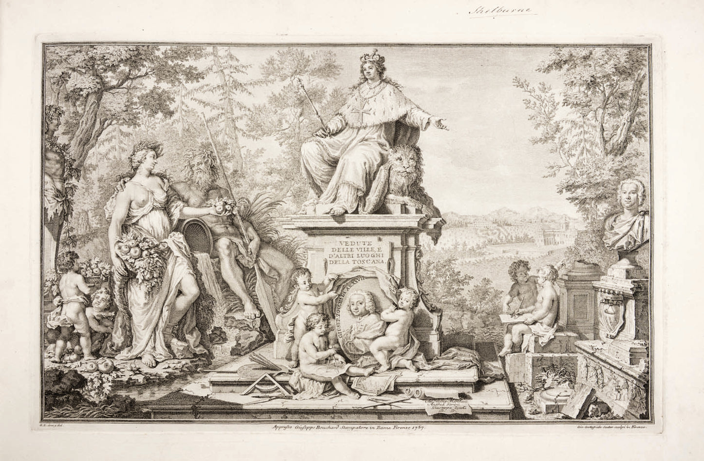 A complete set of the finest pictorial record of XVIII century Tuscany, with etched & engraved plates of Tuscan villas after Zocchi by Piranesi & others.