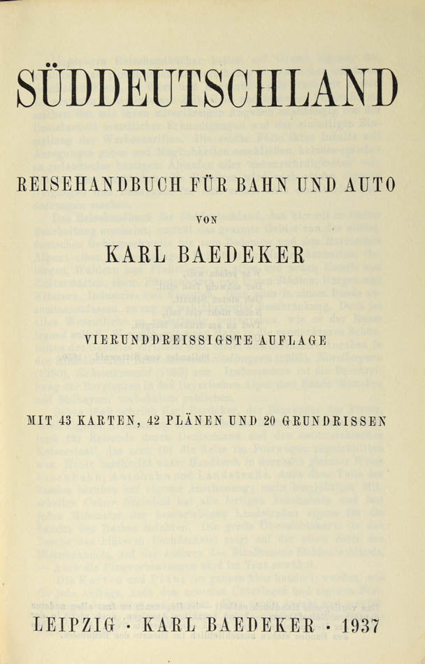 Thirty-fourth edition of Baedeker's Suddeutschland.