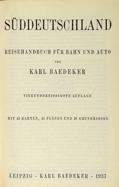 Thirty-fourth edition of Baedeker's Suddeutschland.