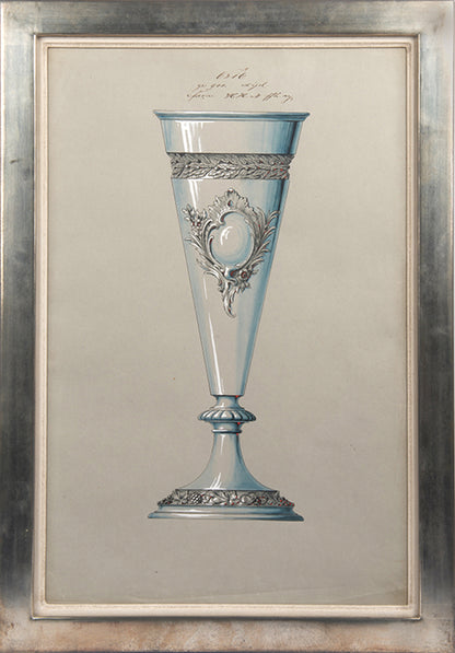 Nine watercolours of designs for silverware items, most probably made by the prestigious WMF factory