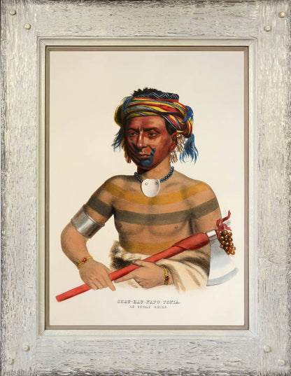 Original hand-coloured lithographed plates from History of the Indian Tribes of North America. Framed and glazed.