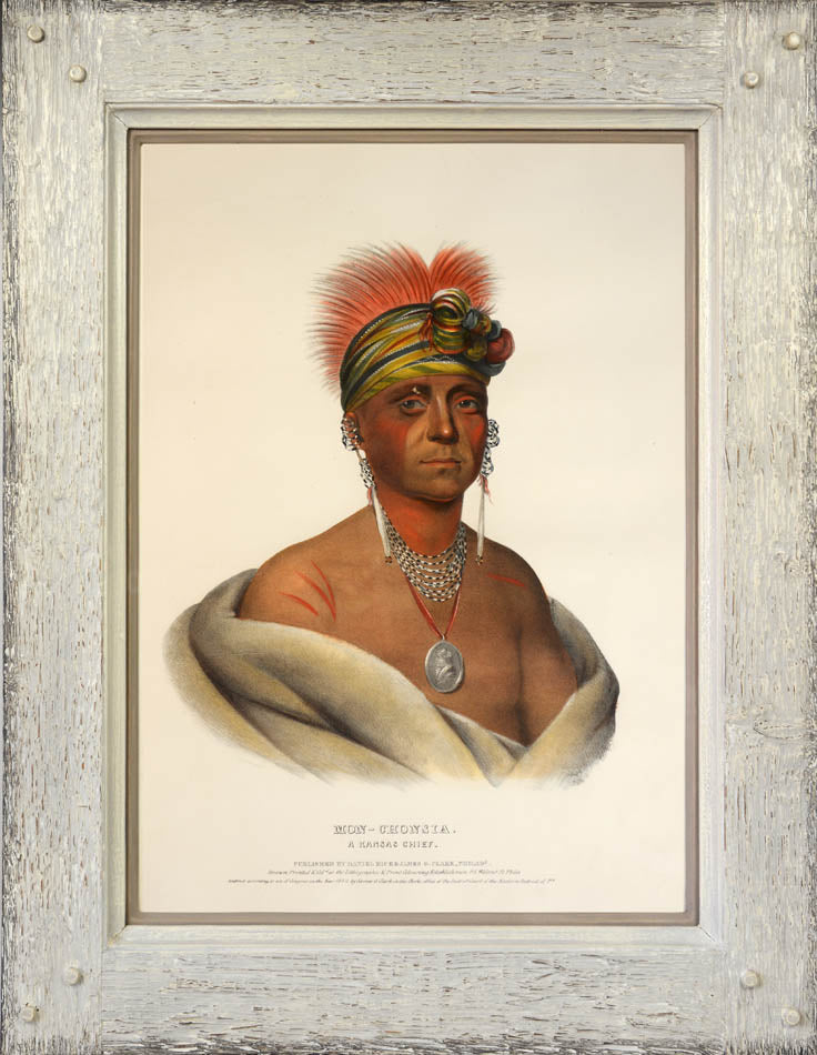 Original hand-coloured lithographed plates from History of the Indian Tribes of North America. Framed and glazed.