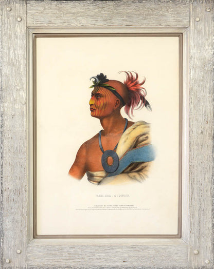 Original hand-coloured lithographed plates from History of the Indian Tribes of North America. Framed and glazed.