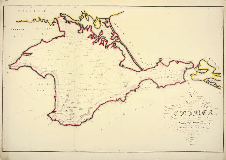 manuscript map of the crimean peninsular drawn in the midst of the crimean war 