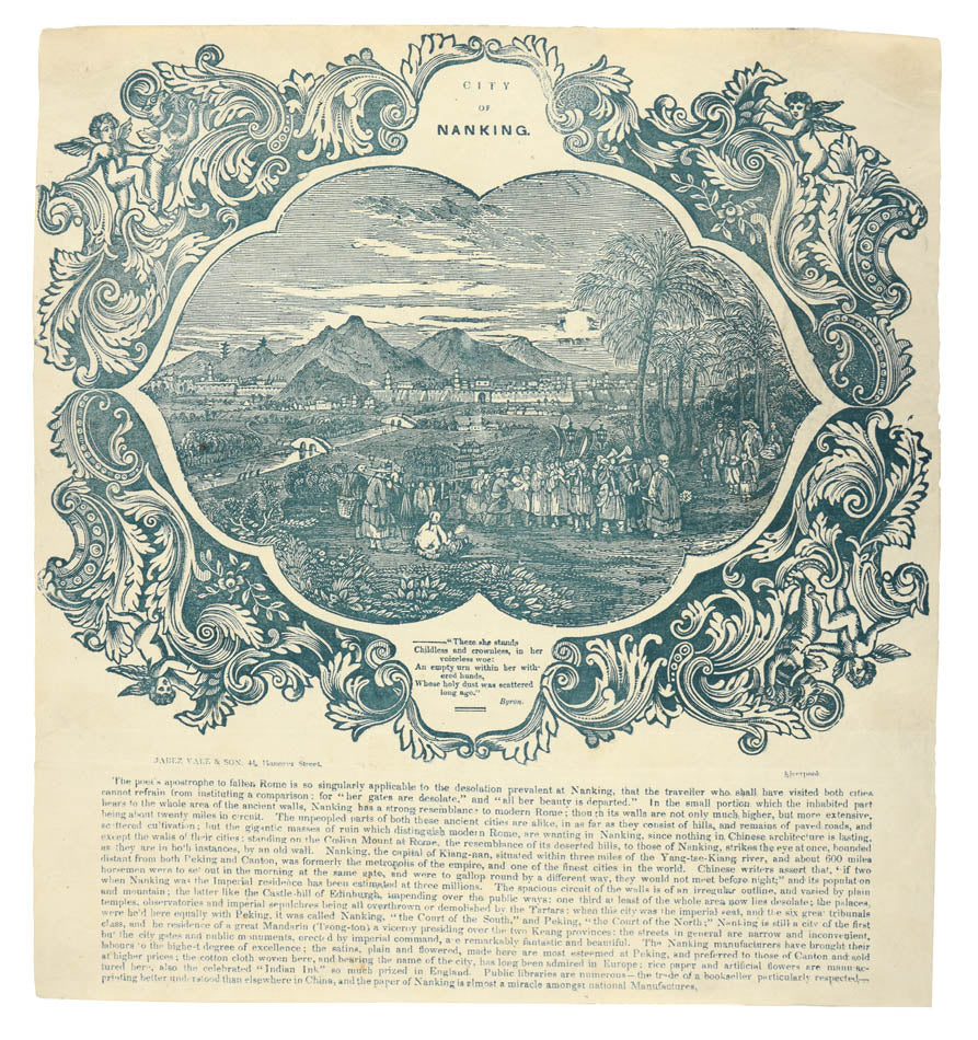 Rare Liverpool printed broadside. Nanking porcelain was a major export item and the city would have been of great interest to people in the West. 