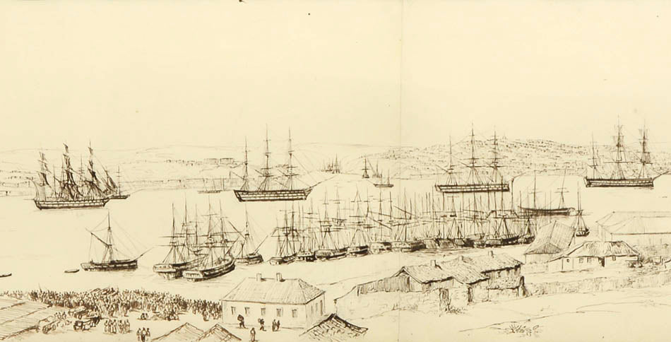 Vue de port de Sevastopol et de la Flotte de la mer Noire.