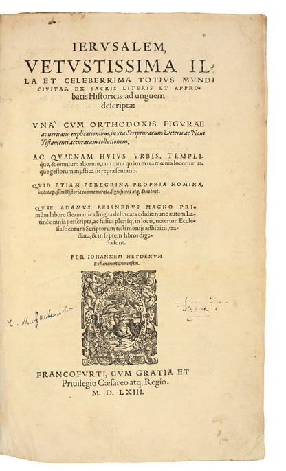 Attractive contemporary binding, of first edition in Latin of this important illustrated history of Jerusalem, before its destruction by the Romans.