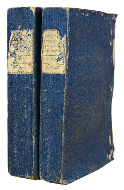 Rare first edition, uncut and partly unopened in original blue marlbed wrappers, with twelve hand-coloured engraved plates