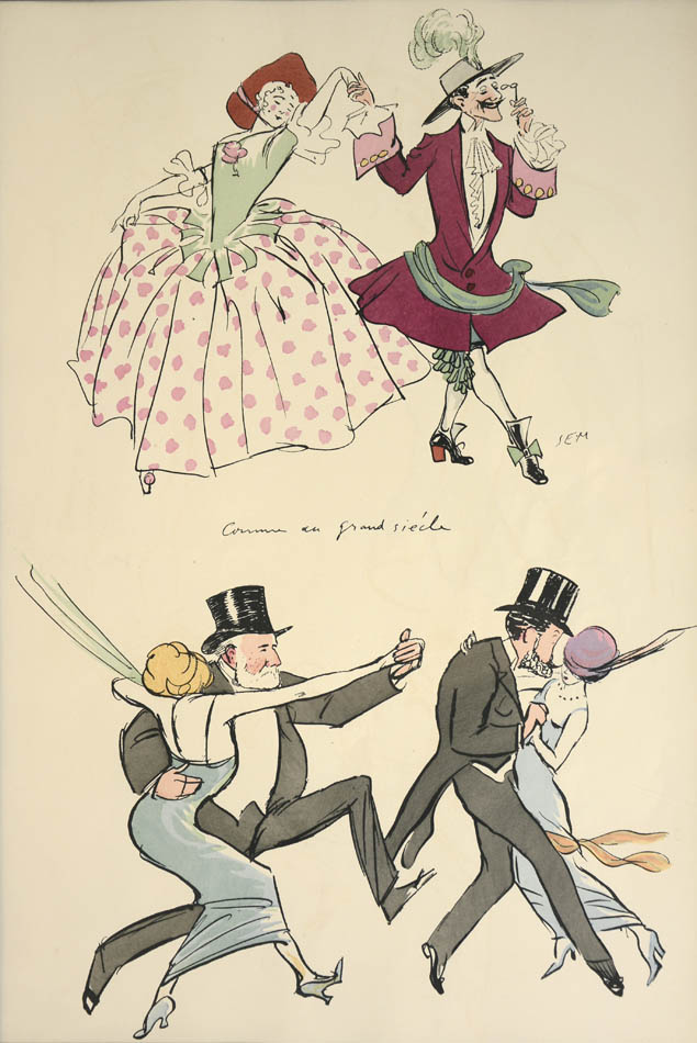 Lithograph hand-coloured in pochoir.