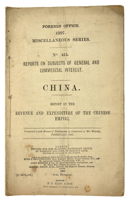 A valuable document compiled by Consul Jamieson to be presented to both Houses of Parliament.