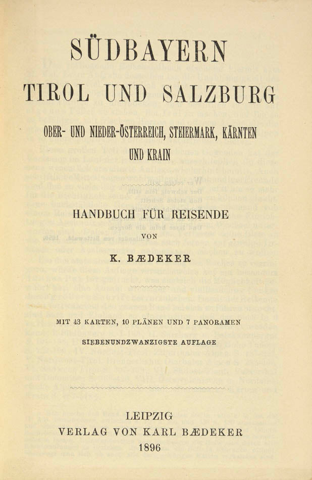 A very good copy of Baedeker's Sudbayern, Tirol und Salzburg.