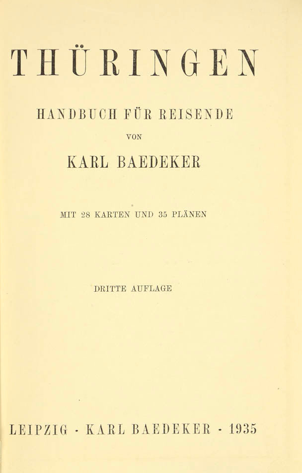 Scarce regional Baedeker guide on Thuringen.