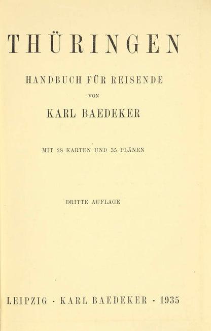 Scarce regional Baedeker guide on Thuringen.