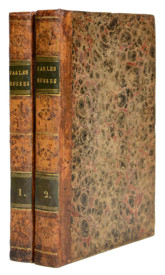 a fresh example with wide margins of this edition comprising 86 original fables of the 'russian lafontaine' 