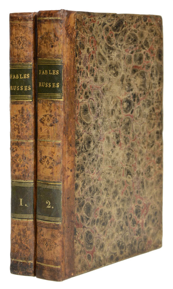 a fresh example with wide margins of this edition comprising 86 original fables of the 'russian lafontaine'