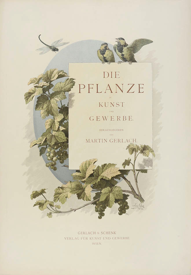 Important art nouveau work incorporating plants into decorative motifs. 3 colour titles and 196 lithograph plates, 113 in colour. Original binding.