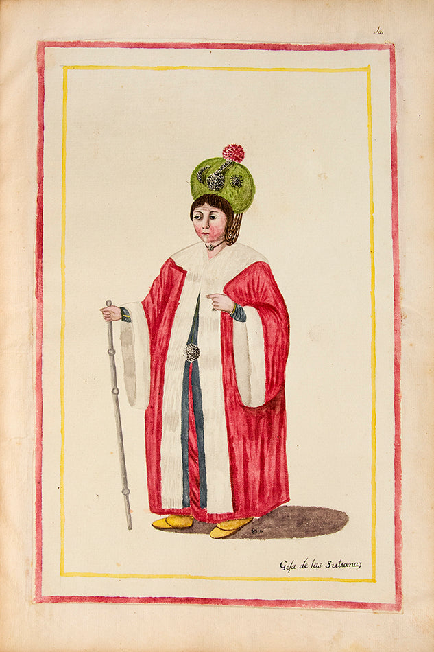 A splendid and historically significant album with original artwork, signed and dated by the artist, made during Cardero's first stay in Istanbul