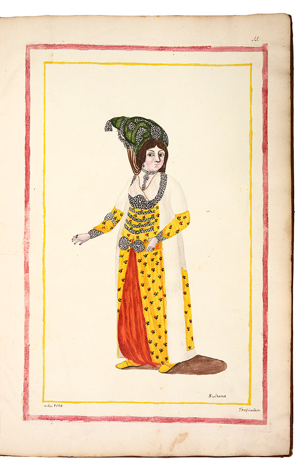 A splendid and historically significant album with original artwork, signed and dated by the artist, made during Cardero's first stay in Istanbul