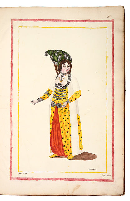 A splendid and historically significant album with original artwork, signed and dated by the artist, made during Cardero's first stay in Istanbul