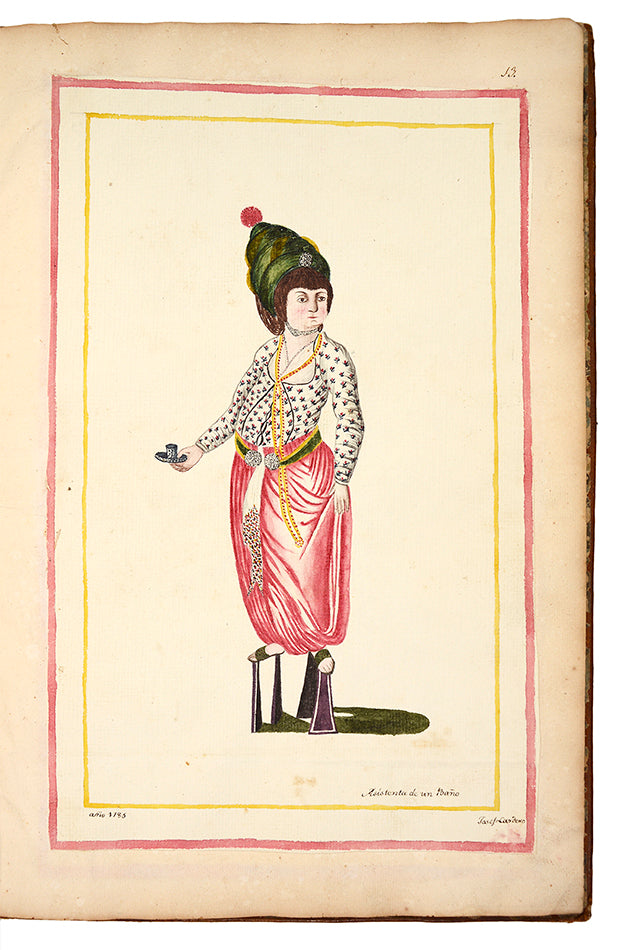 A splendid and historically significant album with original artwork, signed and dated by the artist, made during Cardero's first stay in Istanbul
