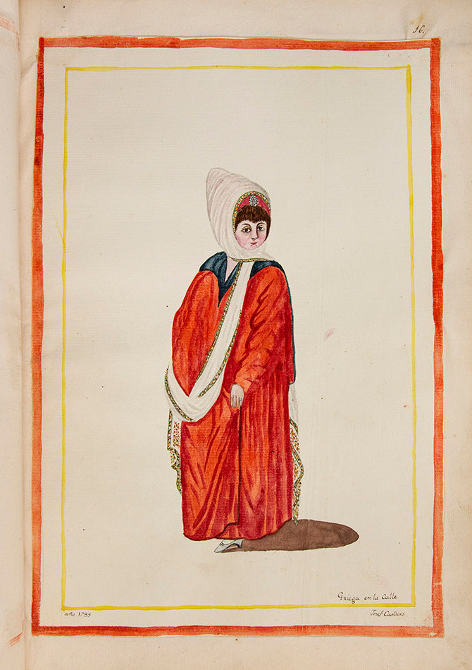 A splendid and historically significant album with original artwork, signed and dated by the artist, made during Cardero's first stay in Istanbul