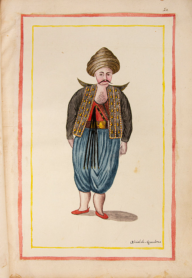 A splendid and historically significant album with original artwork, signed and dated by the artist, made during Cardero's first stay in Istanbul