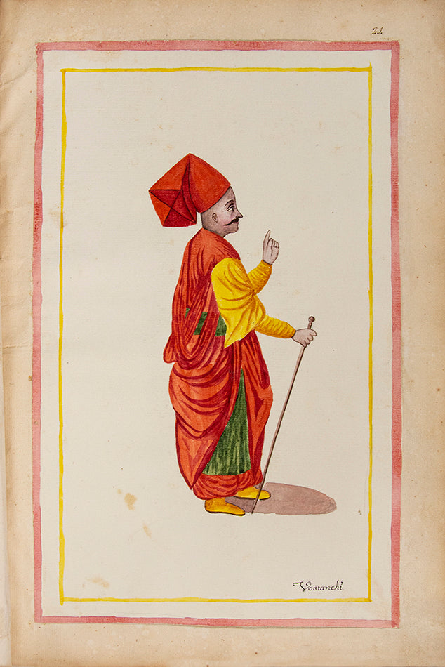 A splendid and historically significant album with original artwork, signed and dated by the artist, made during Cardero's first stay in Istanbul