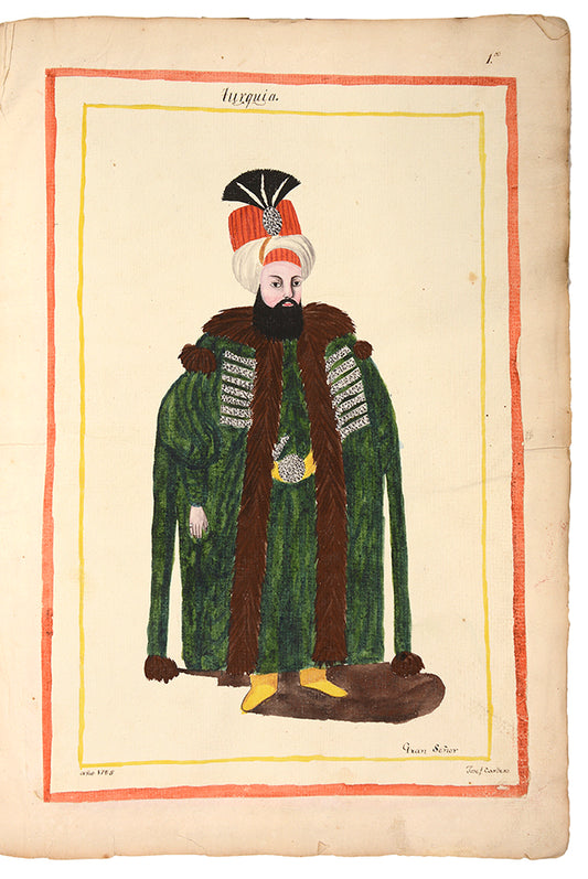 A splendid and historically significant album with original artwork, signed and dated by the artist, made during Cardero's first stay in Istanbul