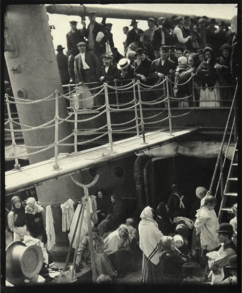 Small format photogravure on Japanese tissue paper of this pivotal photograph, documanting the lower deck passengers of a cruise ship on its way to Europe.