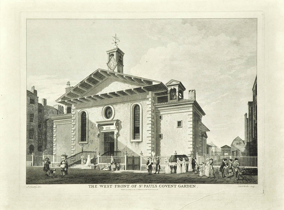 The fifth of Edward Rookers 'Six Views of London', based on a drawing by Paul Sandby. 