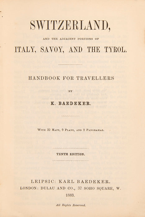 Switzerland and the adjacent portions of Italy,, Savoy, and the Tyrol.