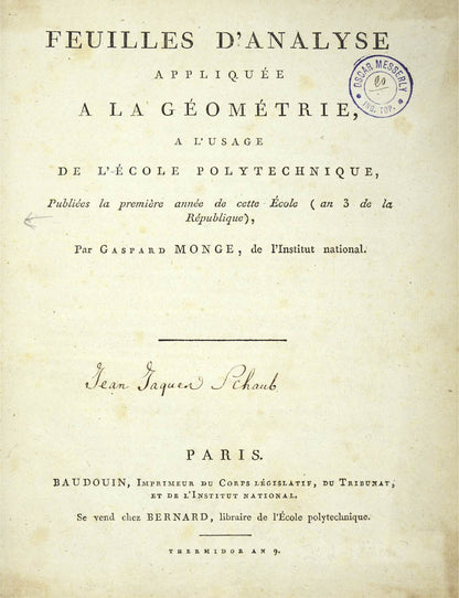 An excellent example. Gaspard Monge invented descriptive geometry, the science of presenting a three dimensional object on a two dimensional plane. 