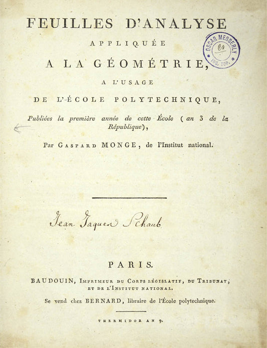 An excellent example. Gaspard Monge invented descriptive geometry, the science of presenting a three dimensional object on a two dimensional plane. 