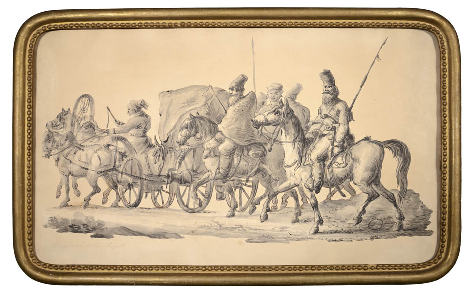 Rare example of early original drawing by one of Alexander Pushkin's favourite artists.