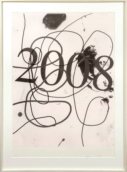 Wool's work often combines human and machine marks, as in his paintings in which he smudges black lines drawn with a spray gun into gray fields. 