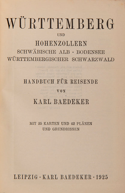 Scarce regional guide. Maps include Stuttgart, Heidelberg and Augsburg.