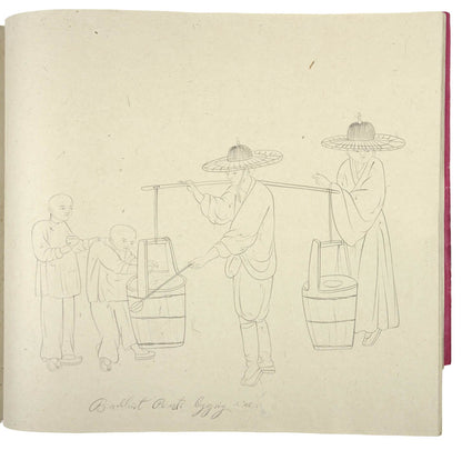 Fine collection of 118 original drawings showing Chinese ceremonies, the Imperial court, Chinese nobility, musical instruments, traders & craftspeople. 