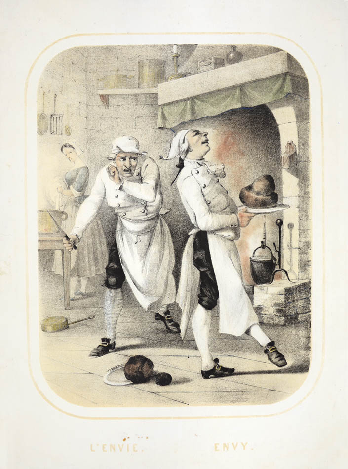 Seven tinted lithographs with contemporary hand-colour, all captioned in English and French.  