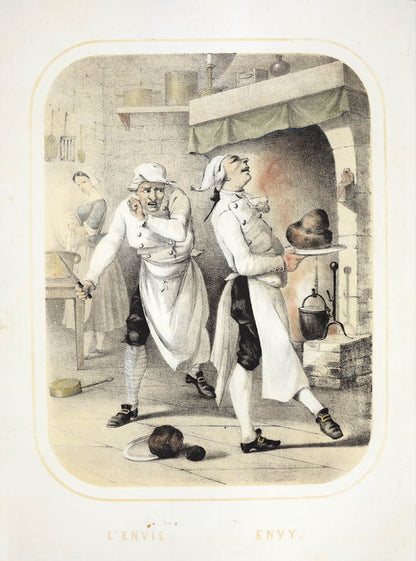 Seven tinted lithographs with contemporary hand-colour, all captioned in English and French.
