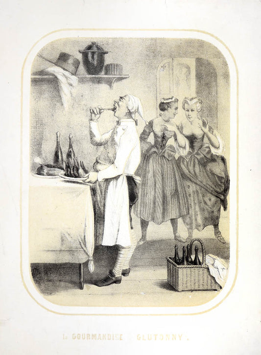 Seven tinted lithographs with contemporary hand-colour, all captioned in English and French.  