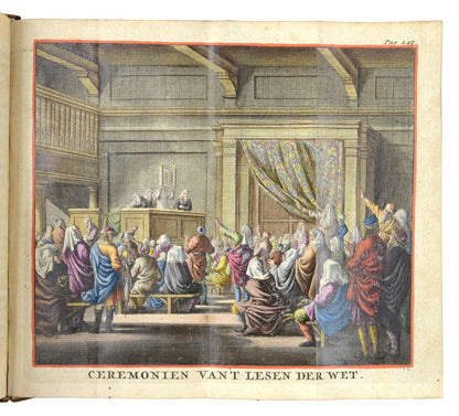 The third Dutch edition of Schoole der Jooden by Joannes Buxtorf, including four folding hand-coloured engraved plates and a hand-coloured title page.