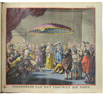 The third Dutch edition of Schoole der Jooden by Joannes Buxtorf, including four folding hand-coloured engraved plates and a hand-coloured title page.