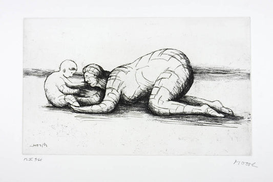 Henry Moore, Plate X, Mother and Child, 1983, etching and aquatint, signed by the artist, from the edition of 65, on Arches wove paper